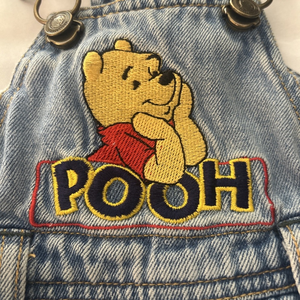 RARE 90s -Y2K Vintage Disney Original Pooh Denim Overalls 100 Acre Woods 18-20